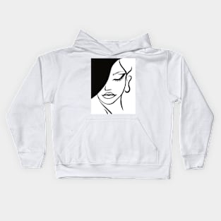 Black and white lady face art Kids Hoodie